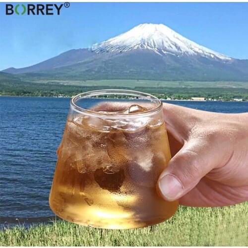 BORREY Mount Fuji Glass Cup Wine Glass Cold Drink Juice Milkshake Cup Crystal Glass Beer Whiskey Brandy Vodka Cup Bar Drinkware