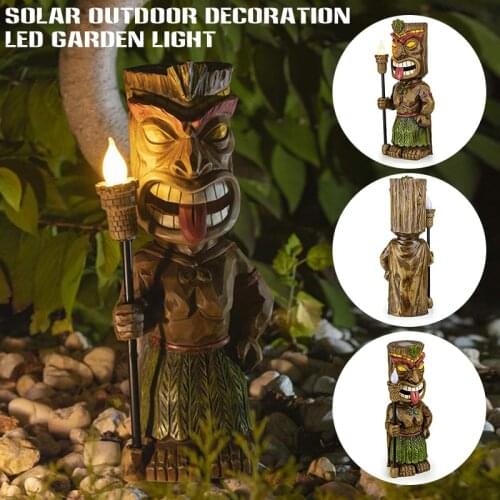Tiki Guard Solar Powered Outdoor Decor LED Garden Light Decoration Crafts Gardening Sculpture Lawn Lamp for Courtyard Hot