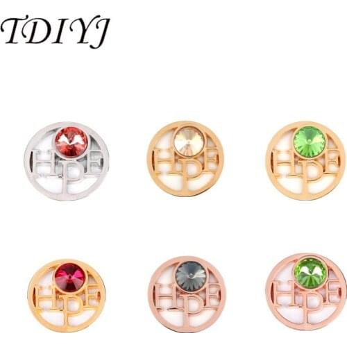 TDIYJ New (1pieces/lot) 33mm Mixed Interchangeable Hope Coin Disc with Big Crystals as My Coin Pendants for Fashion Women