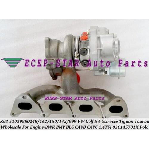Turbo K03 53039700248 53039700162 53039700142 Turbocharger For VW Golf 5 6 Polo Scirocco Tiguan Touran BWK BMY BLG CAVB 1.4L TSI