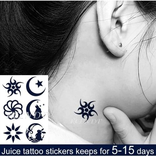 Waterproof Temporary Juice Ink Sticker Creative Moon Star Rabbit Totem Element Fruit Gel Long Lasting Tattoo for Men Women