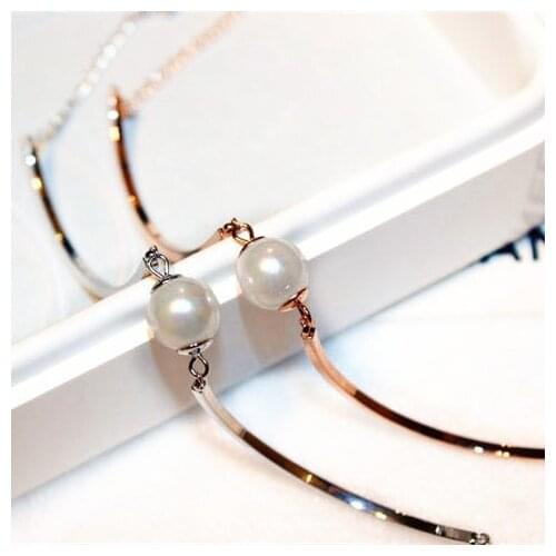 YUN RUO 2020 Fashion Brand Rose Gold Colors Pearl Beads Bracelet Charms 316L Stainless Steel Jewelry for Woman Prevent Fade