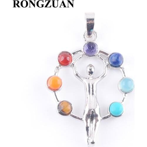RONGZUAN Jewelry Multicolor Natural Gem Stone God Art Healing Reiki Chakra Pendant Charm Bead for Necklace 1PCS TN3270