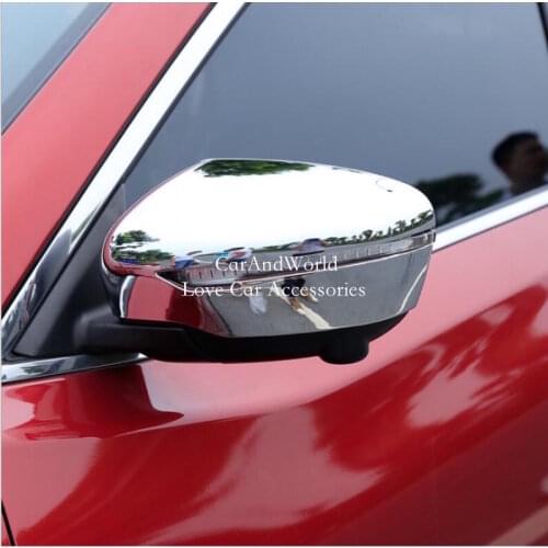 For 2014-2020 Nissan X-Trail Rogue T32 Side Door Rear View Mirror Rain Eyebrow Cover Trims ABS Garnish Car-Styling Accessories