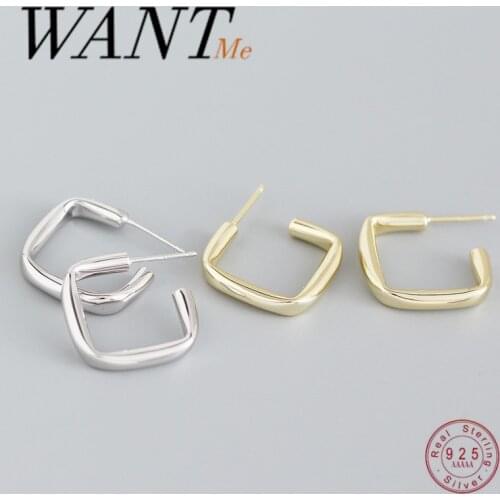 WANTME New Arrival Genuine 925 Sterling Silver Korean Exaggerated Letter C Stud Earrings for Women Bohemian Party Jewelry Gift