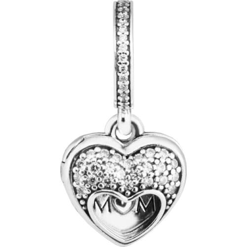 I Love My Mom Clear CZ Charm Fits 925 Silver Original Bracelets For Woman Fashion Jewelry Beads For Jewelry Making