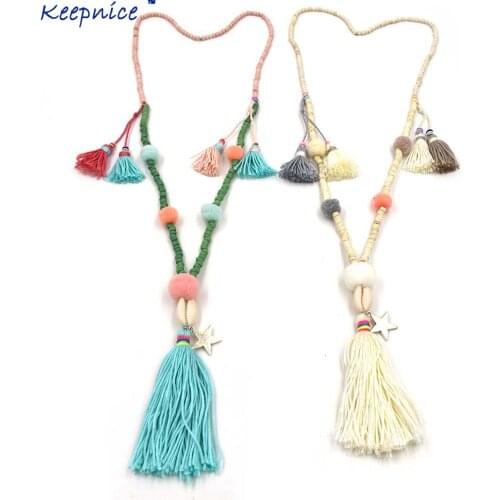 New Handmade Tassel Pompous Pendents Necklace Boho Bohemiam Long Fringe Statement Maxi Necklaces For Women