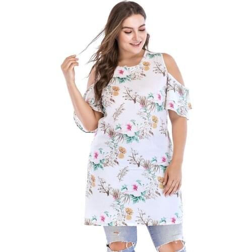 Plus Size Dress Women White Y2K Summer Fashion Print Casual Round Neck Short Sleeve Strapless Slim Sling Midi A Line Dresses
