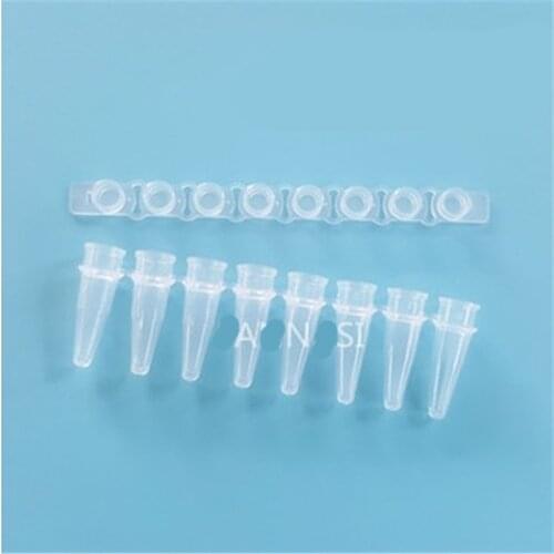 0.1ml Thin Wall PCR 8- Centrifuge tube Strips w Caps for Agarose Gene Experiment 200 Pcs