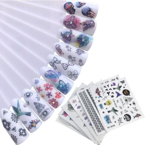 YZWLE 1PC Summer Nail Stickers Butterfly Flower Fruit Necklace Jewelry Pattern Nail Art Water Transfer Stickers Mixed Nail Tips