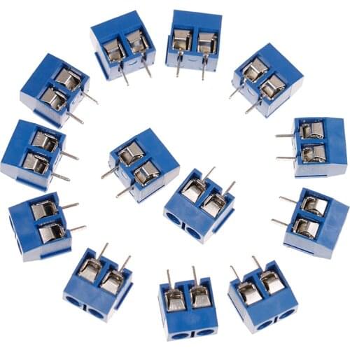 10Pcs 2-Pin Pitch Screw Terminal Block Connector 5.08mm Panel Pcb Mount Blue Color Wholesale