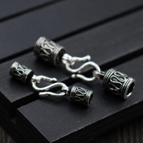 100% 925 Sterling Silver Craft Round Leather Cords End Cap Clasps 30mm 35mm Length S Clasp Connectors DIY Jewelry Making Charms