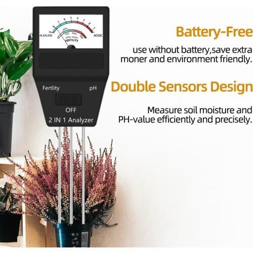 2 in 1 Soil Moisture Sensor Meter Plant Fertile PH Tester High Precision Soil ph Tester Indoor Outdoor Tool Soil tester 40%off