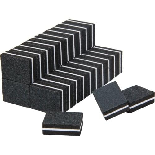 50Pcs/lot Mini Nail File Blocks Black Sponge Tools DIY Sandpaper Nail Tips Double-sided Sanding Buffer Polishing Manicure Tools