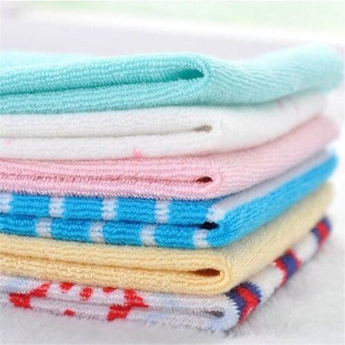 8pcs/pack Small Square Soft Cute cartoon/strip/solid Baby Towel Handkerchief Infant Kid Children Feeding Bathing Face Washing