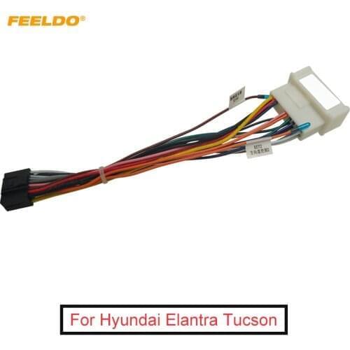 FEELDO 10Pcs Car Audio 16PIN DVD Player Power Calbe Adapter For Hyundai Elantra Tucson Kia Cerato Stereo Plug Wiring Harness