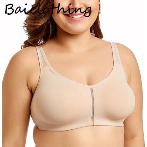 BAICLOTHING Drop Ship Womens Seamless Full Covergae Non-padded Underwear Comfortable Invisible vest Wireless Bra 44 B C D DD E F