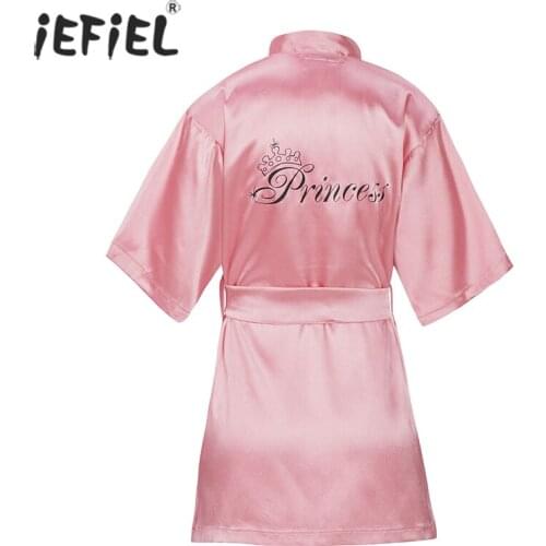 Toddler Kids Robe Silk Satin Children Summer Kimono Bath Robes Girl Party Sleepwear Kid Girls Letter Bathrobe Nightgown Pajamas