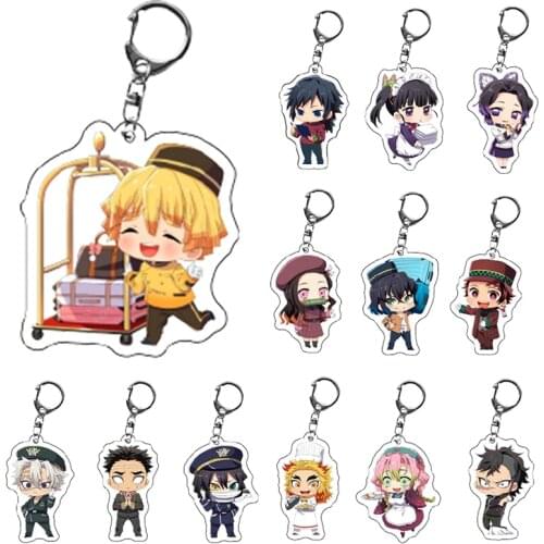 Anime Demon Slayer Kimetsu No Yaiba Keychain Cute Acrylic Tanjirou Nezuko Agatsuma Zenitsu Rengoku Kyoujurou Key Chain Jewelry