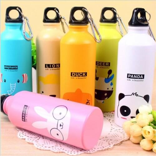 Kids Gift Portable Water Bottle Cute Animal Pattern Bottle Cup Outdoor Sport Hiking Climping Drinking Bottle with Hooker 500ml
