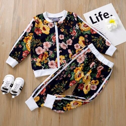 2 piece set long sleeve zipper cardigan jacket and trousers children matching sets baby girls outfits toddler clothes 2 to 8 yrs