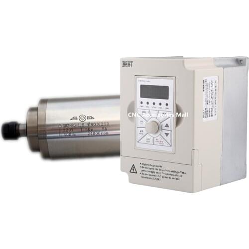1.5kw water cooled spindle motor ER16 collet D80mm L213mm AC220V & 1.5kw 220v BEST VFD Inverter Variable Frequency Drive