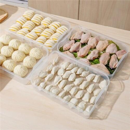 Refrigerator Food Storage Containers Leak Proof Fresh-Keeping Box Stackable Non-Stick Bottom Dumpling Tray Fruit Egg Organizer
