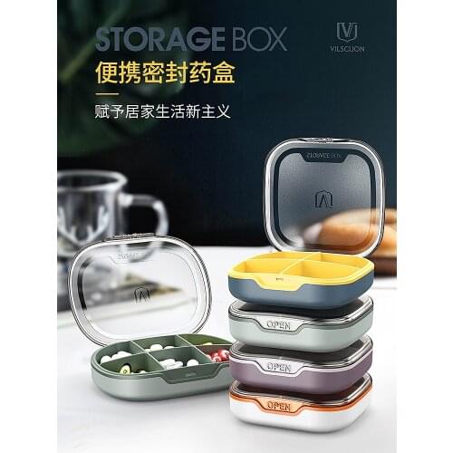 Medicine box portable small mini 7 day old capacity storage box dispenser seal portable tablets medicine box