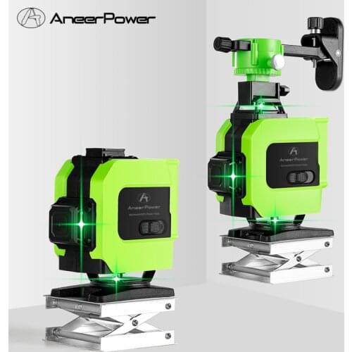 12/16 Lines 3D/4D Laser Level Laser Brightness Can Be Adjusted Slash Automatic 360 Rotation Leveling Vertical Cross USB Recharge