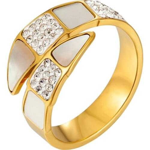 Fashion Womens Stainless Steel Ring Snake Shape Cubic Zirconia Crystal Finger Rings for Women Men Couple Luxury Brand Jewelry