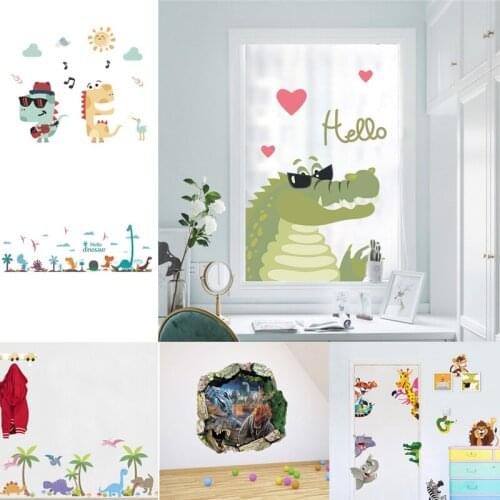 Cartoon Dinosaur Heart Tree Wall Stickers For Kids Rooms Children Wall Decals Mural Decor DIY Home Decoration Wall Art