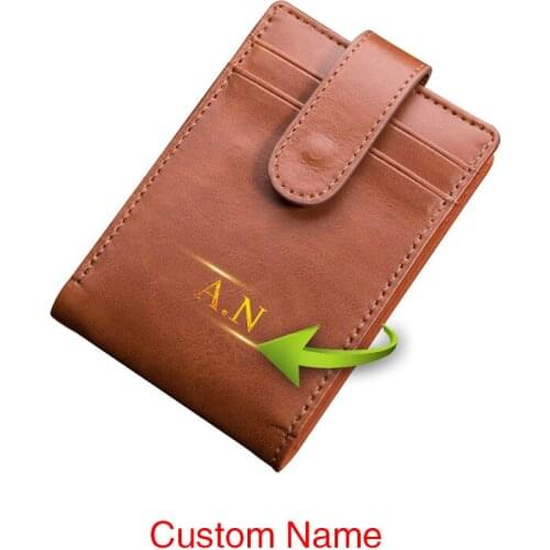 Engraving Name Men Wallets Hasp Business Multi-Cards Holder Slim Coin Pocket Purse Protection Personalized Wallet Custom Purse