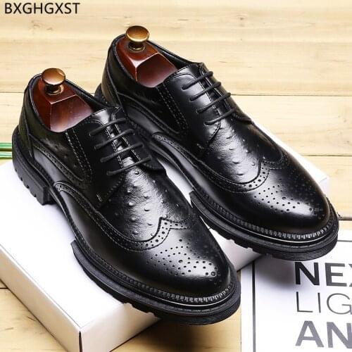 Oxford Suit Shoes for Men 2021 Fashion Leather Pointed Shoes Men New 2021 Brogue Shoes Men Zapatos De Hombre Chaussure De Homme