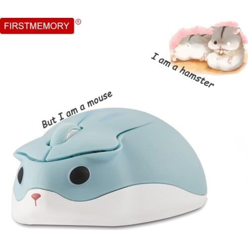 2.4G Wireless Optical Mouse Cute Hamster Cartoon Computer Mice Ergonomic Mini 3D PC Office Mause For Kid Girl Gift With Seed Pad