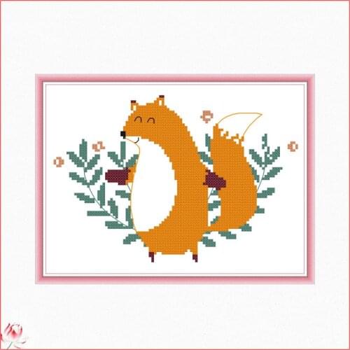 Dear Fox Pattern Cross Stitch Kit DIY Animal Cartoon Embroidery Set 14 11CT Needlework Sewing Kit Home Decoration Handmade Gift