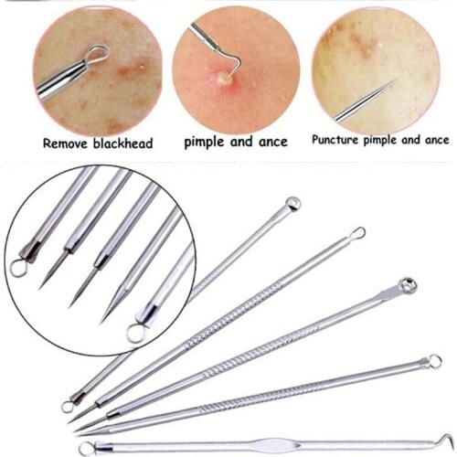 New 5pcs/set Blackhead Comedone Acne Pimple Blackhead Remover Tool Spoon for Face Skin Care Tools Needles Facial Pore Cleaner