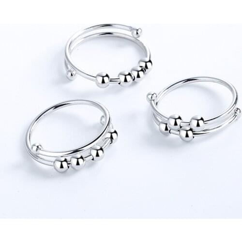 New Fidget Beads Rings for Women Men Rotate Freely Anti Stress Anxiety Ring Single Coil Antistress Spiral Beads Rotate Jewlery