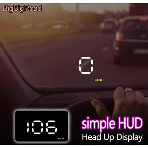 BigBigRoad Car HUD Head Up Display OBDII 2 EUOBD Interface Speedometer Windscreen Projector speed voltage Fuel Alarming