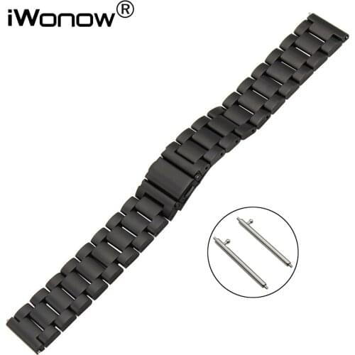 22mm Stainless Steel Watch Band Quick Release Strap for Gear 2 Neo Live Moto 360 2 46mm Pebble Time Amazfit Wrist Bracelet Black