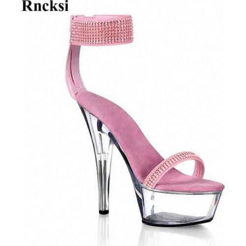 Rncksi New Romantic Sexy 15cm Thin High-Heels Platform Shoes Strap Nightclub Pole Dancing Shoes Open Toe Sandals Womens Shoes