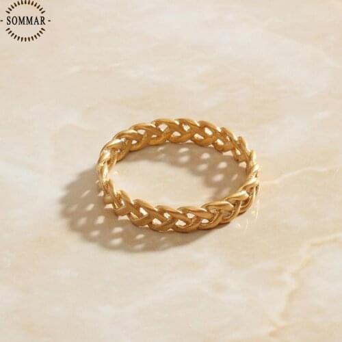 SOMMAR New Sale Gold color size 6 7 8 men\s rings for female Geometric Twist prices in euros Costume Jewellery