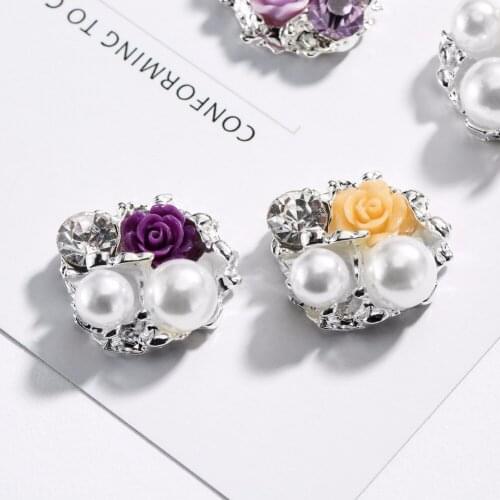 Rhinestone button 24mm Free shipping BTN-5395 50PCS/Lot flatback rose flower for DIY craft wedding party scrapbook