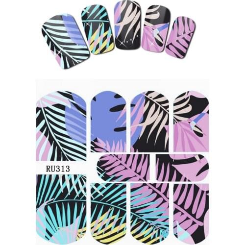 UPRETTEGO NAIL ART BEAUTY WATER DECAL SLIDER NAIL STICKER TROPICAL FLOWER TREE JUNGLE PALM TREE RU313-318