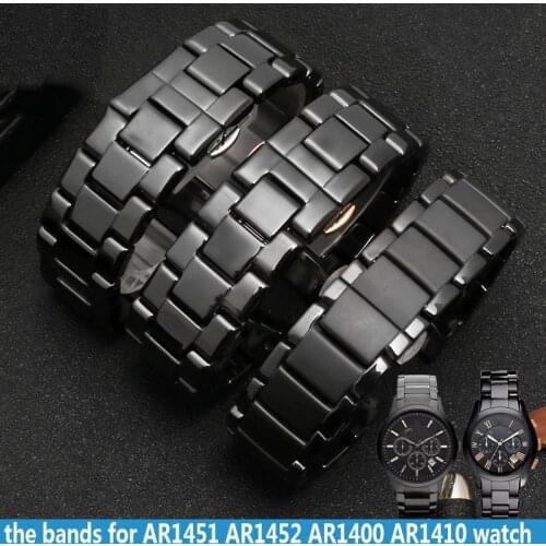 High quality watchband for AR1400 AR1410 AR1451 AR1452 ceramic mens and womens watch straps black Fashion bracelet