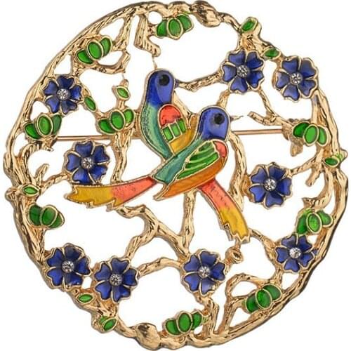 YADA 2020 Rhinestone Enamel Bird Pins&Brooches for Women Round Brooches Scarf buckle collar jewelry Bird pins Brooches BH200056
