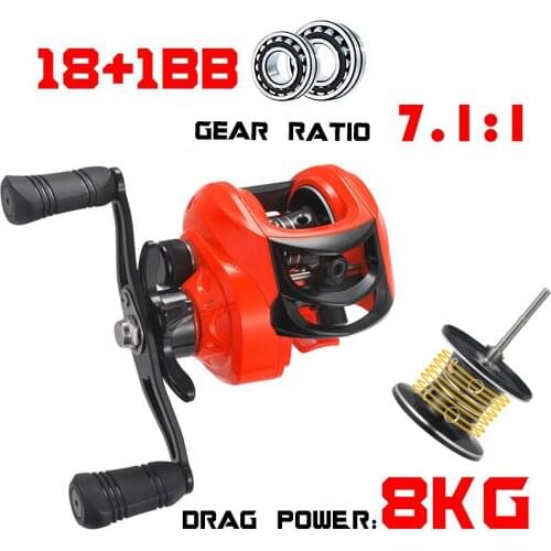 Lizard 17+1BB 7.2:1 Fishing Reel Double line cup Reel Bait Casting Ree Bait Fishing Reels 8kg Max drag