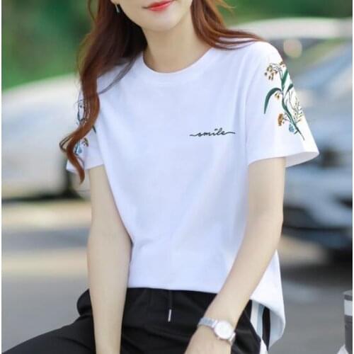Cotton T-shirt women 2021 new summer loose and thin half-sleeved womens top