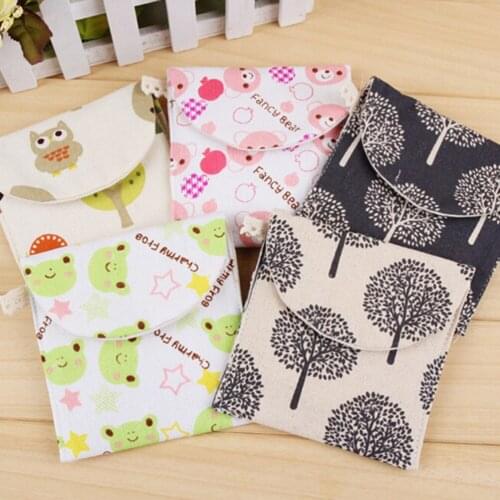 NEW Women Lady Sanitary Pad Towel Bag Cotton Full Dots Sanitary Napkin Bags Travel Outdoor Holder Bags Purses