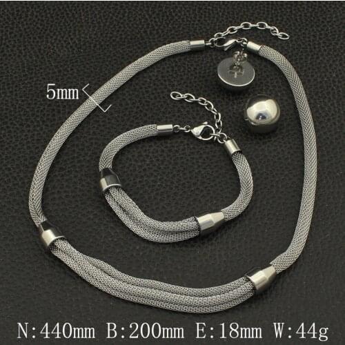 Womans Gold Silver Color Necklace Bracelet Stud Earrings Hot Stainless Steel Jewelry Sets For Women Fashion SEDZGLCF1