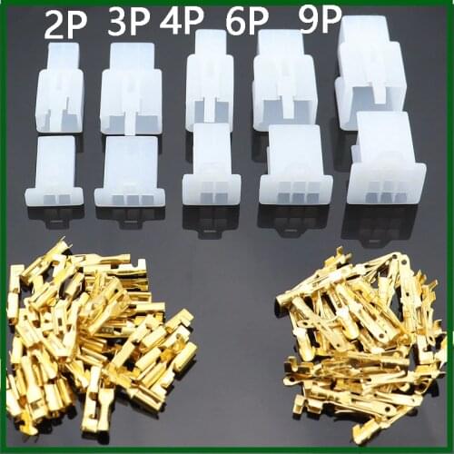 10set/lot 2.8mm 2/3/4/6/9 pin Automotive 2.8 Electrical wire Connector Male Female cable terminal plug Kits Motorcycle ebike car